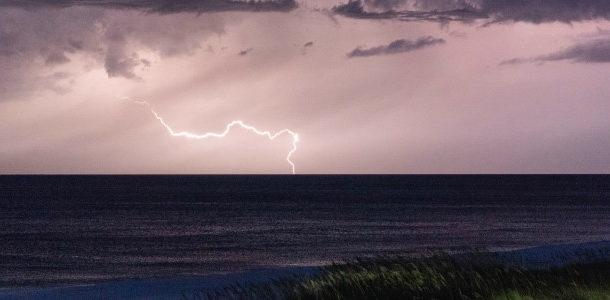 lightning striking the sea